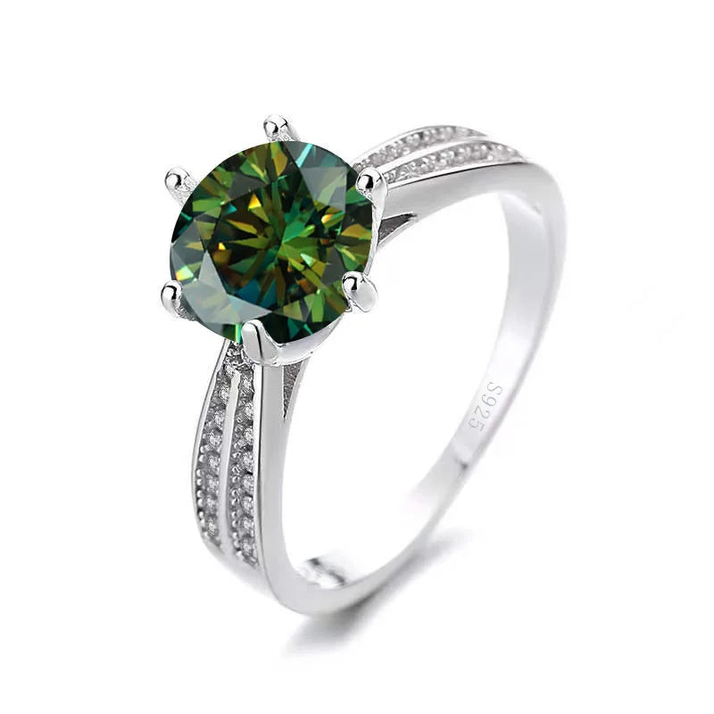 BagueRingen 1ct Round 18K White Gold Plated 100% 925 Silver Moissanite Ring Diamond Test Passed Jewelry Woman Girl Gift