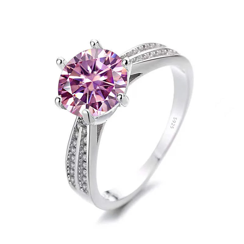 BagueRingen 1ct Round 18K White Gold Plated 100% 925 Silver Moissanite Ring Diamond Test Passed Jewelry Woman Girl Gift