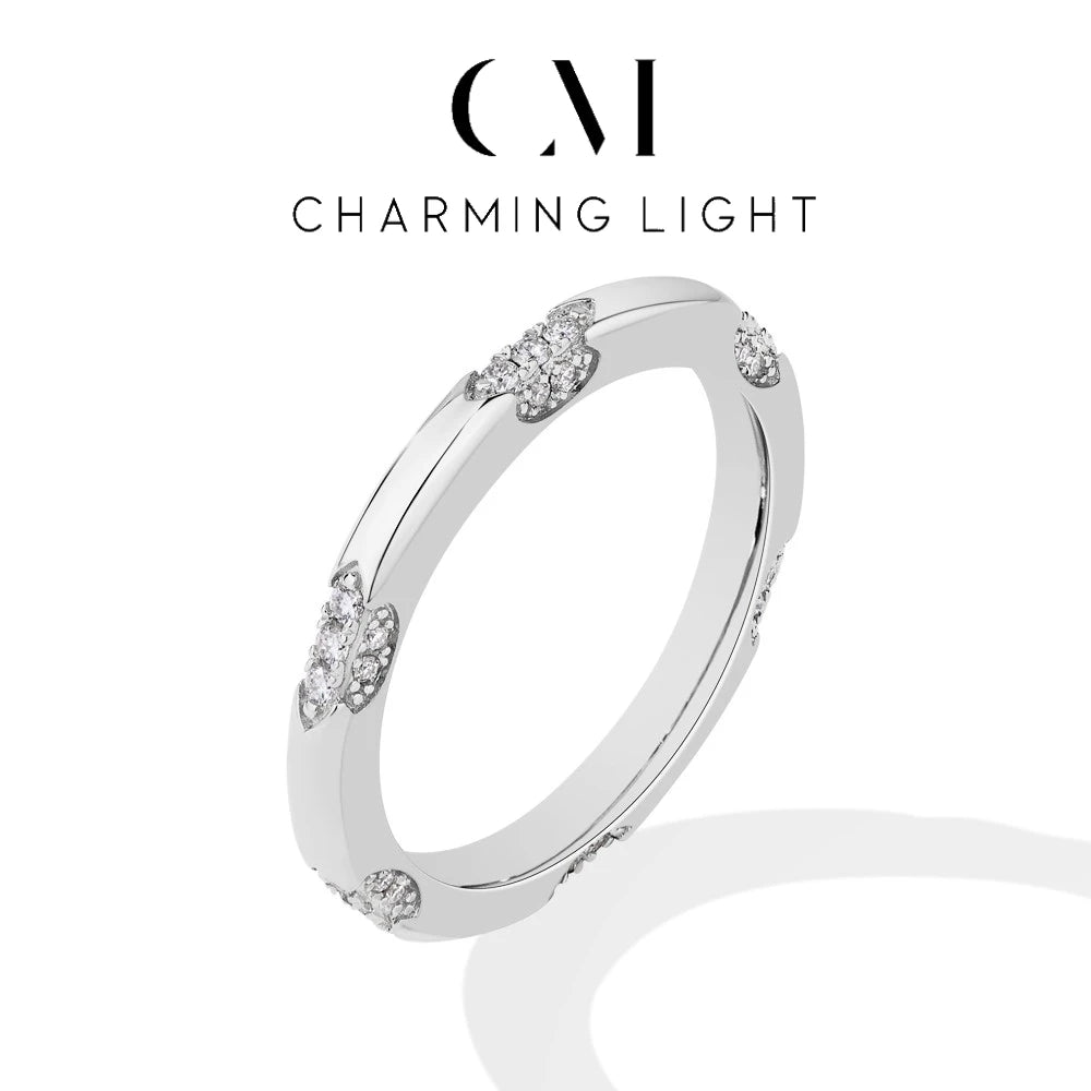 CHARMING 2025 Minimalist Style Moissanite Rings Handmade Design Lab Diamond S925 Silver Unisex Party Band Fine Jewelry Gifts