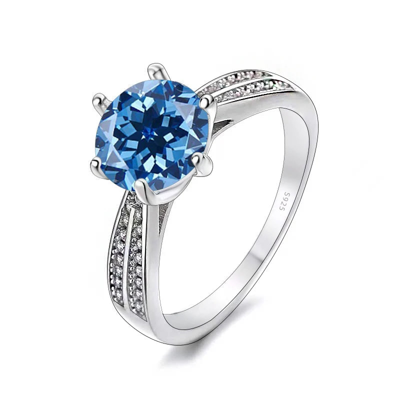 BagueRingen 1ct Round 18K White Gold Plated 100% 925 Silver Moissanite Ring Diamond Test Passed Jewelry Woman Girl Gift