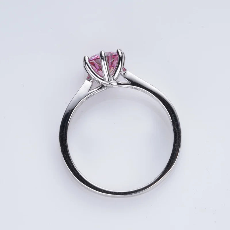 BagueRingen 1ct Round 18K White Gold Plated 100% 925 Silver Moissanite Ring Diamond Test Passed Jewelry Woman Girl Gift