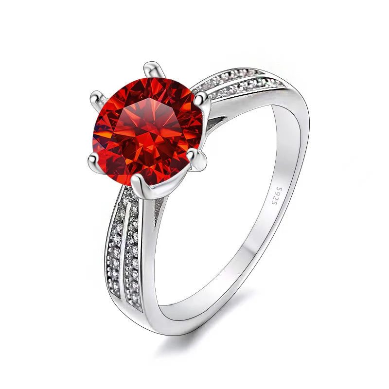 BagueRingen 1ct Round 18K White Gold Plated 100% 925 Silver Moissanite Ring Diamond Test Passed Jewelry Woman Girl Gift