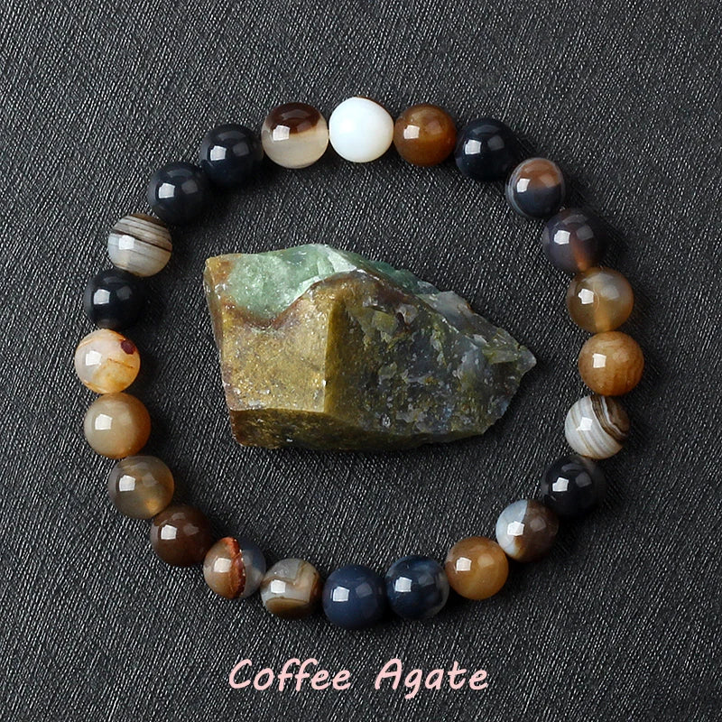 Geniune Epidote Zoisite Bead Bracelet Homme Natural Quartz Lava Tiger Eye Stone Bracelet Made of Natural Stone Jewelry for Women