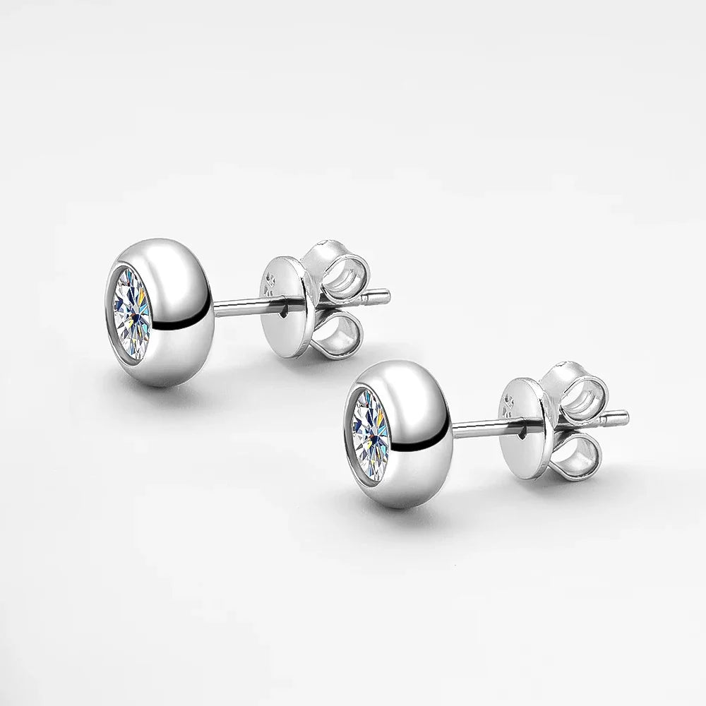EWYA Real 0.3/0.5 Carat Round Moissanite Diamond Stud Earrings for Women S925 Sterling Silver Earring Wedding Party Fine Jewelry