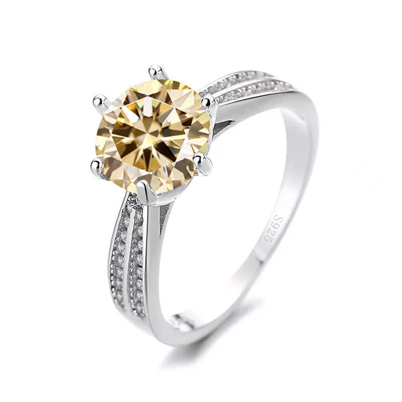 BagueRingen 1ct Round 18K White Gold Plated 100% 925 Silver Moissanite Ring Diamond Test Passed Jewelry Woman Girl Gift
