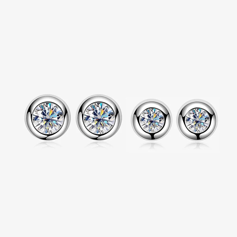 EWYA Real 0.3/0.5 Carat Round Moissanite Diamond Stud Earrings for Women S925 Sterling Silver Earring Wedding Party Fine Jewelry