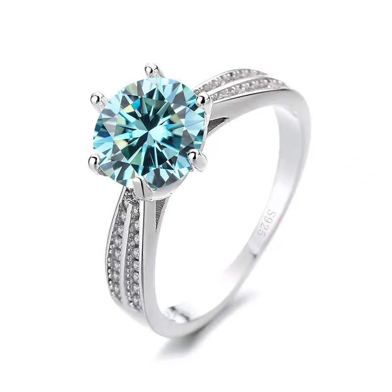 BagueRingen 1ct Round 18K White Gold Plated 100% 925 Silver Moissanite Ring Diamond Test Passed Jewelry Woman Girl Gift